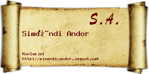 Simándi Andor névjegykártya