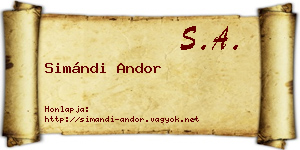 Simándi Andor névjegykártya
